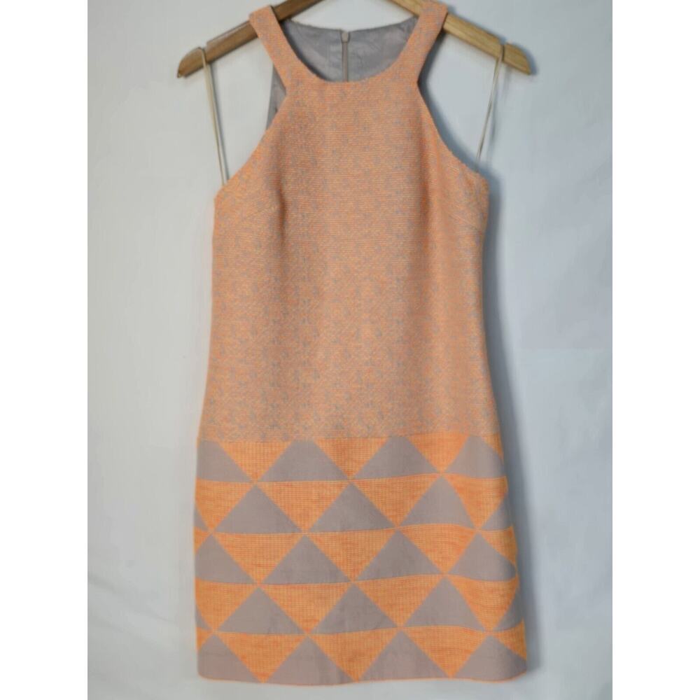 Trina Turk - Beige & Orange Racer Front Triangle Pattern Dress Sz 4